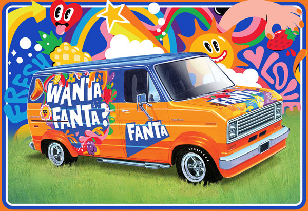 AMT 1/25 1977 Ford Custom Van Fanta Plastic Model