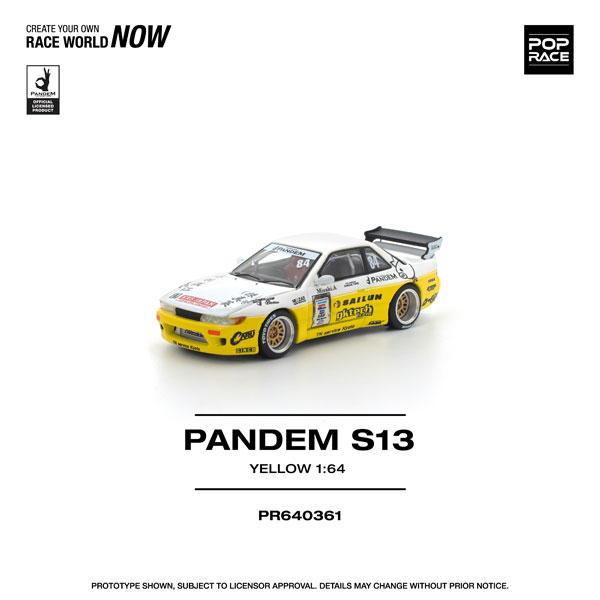 POP RACE 1/64 PANDEM 실비아 S13 2020 D1 라이트 옐로우 / 화이트