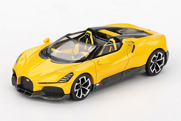 MINI GT 1/64 Bugatti W16 Mistral Yellow (Left-hand Steering)