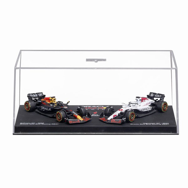 Bburago 1/64 Oracle Red Bull Racing RB21 2025 Bahrain/Japan GP 2pc. Set No.1 M. Verstappen Clear Case, w/o Driver