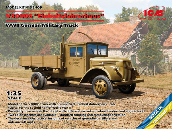 ICM 1/35 German Military Truck V3000S 'Einheitsfahrerhaus, Plastic Model gambar 1