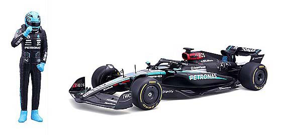 Bburago 1/24 Mercedes-AMG PETRONAS F1 Team W15 2024 E Performance No,63 G. Russell w/Driver Window Box