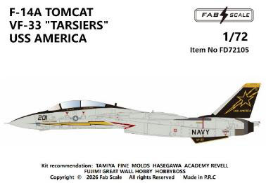 Fab Scale Studio 1/72 F-14A Tomcat VF-33 "Tarsiers" U.S. Navy Flugzeugträger USS America