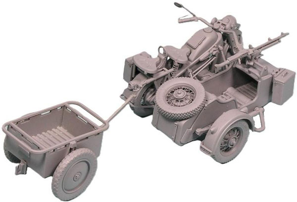 Great Wall Hobby 1/35 Sidecar Angkatan Darat Jerman KS750 (dengan Trailer Derek) Model Plastik gambar 1