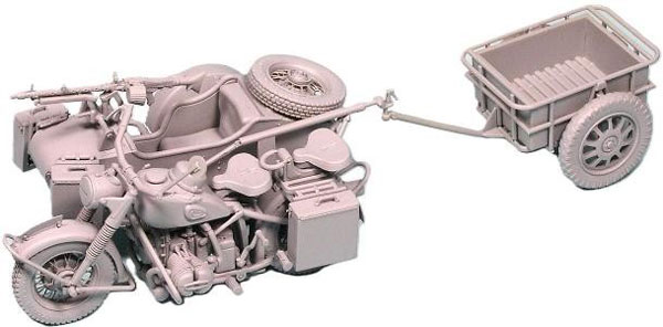 Great Wall Hobby 1/35 German Army Sidecar R75 (w/Towing Trailer) Plastic Model