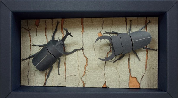 Sankei Miniatuart Kit Japamini Rhinoceros Beetle & Giant Stag Beetle
