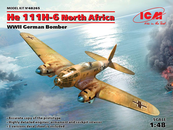 ICM 1/48 Heinkel He111H-6 Pengebom Afrika Utara Model Plastik gambar 1