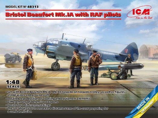 ICM โมเดลพลาสติก 1/48 Bristol Beaufort Mk.Ia พร้อมนักบิน Royal Air Force รูปภาพ 1