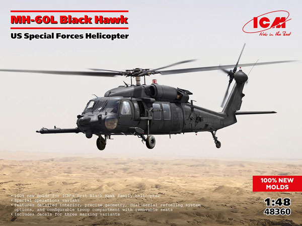 ICM 1/48 US Army Special Operations Helicopter MH-60L Blackhawk Plastic Model