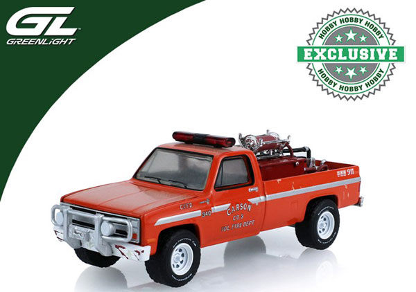 GreenLight 1/64 1982 Chevrolet C20 Custom Deluxe Brush Truck - Carson Volunteer Fire Department, Carson, Virginia