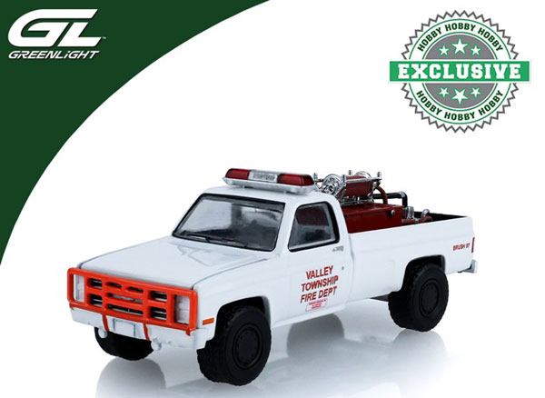GreenLight 1/64 1983 Chevrolet K20 Custom Deluxe 4 x 4 Brush Fire Truck Valley Township Fire Department "Heavy Chevy"