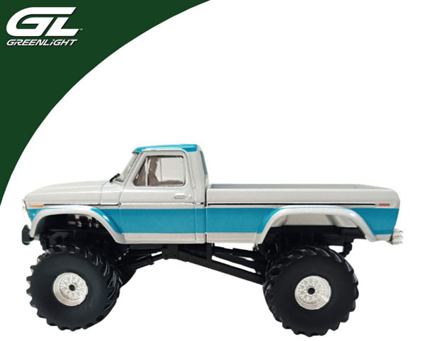 GreenLight 1/43 1976 福特 F-250 - 银色金属漆配青绿色条纹 图片 1