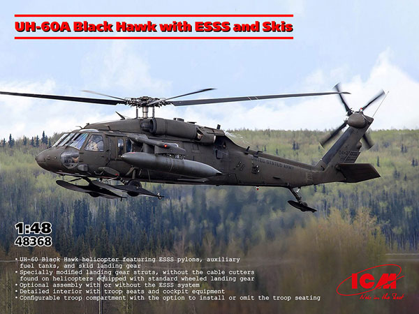ICM 1/48 UH-60A Black Hawk w/ESSS and Skis Plastic Model