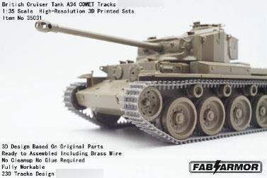 Fab Scale Studio 1/35 British Cruiser Tank A34 Comet Workable Track Set (For T)