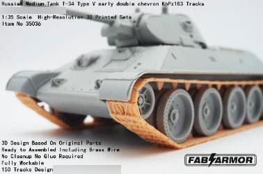 Fab Scale Studio 1/35 Soviet T-34 Medium Tank Workable Track Set (Type V, Early Double Chevron KhPz183) (For T / Dragon)