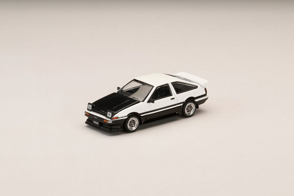 HobbyJAPAN 1/64 Toyota Sprinter Trueno GT APEX (AE86) Late Model JDM Style Carbon Bonnet White/Black