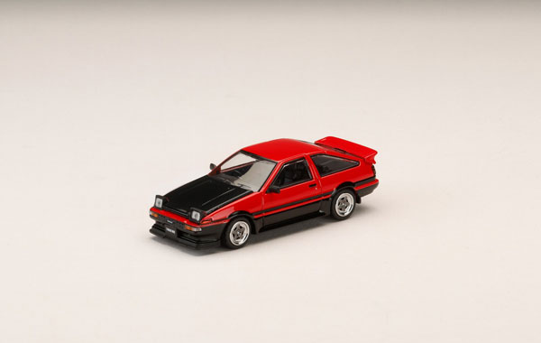 HobbyJAPAN 1/64 Toyota Sprinter Trueno GT APEX (AE86) Late Model JDM Style Carbon Bonnet Red/Black image 1