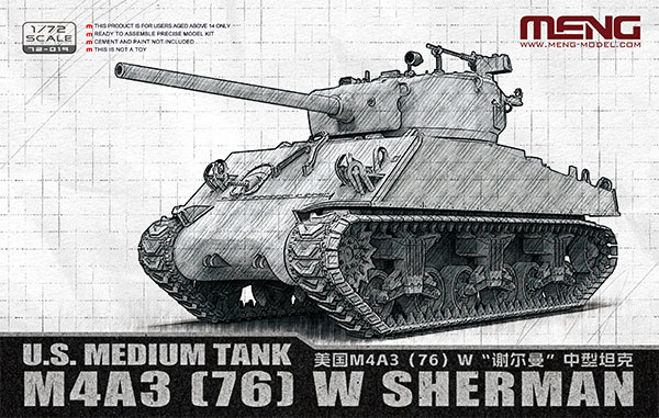 MENG Model 1/72 U.S. Medium Tank M4A3 (76) W Sherman Plastic Model