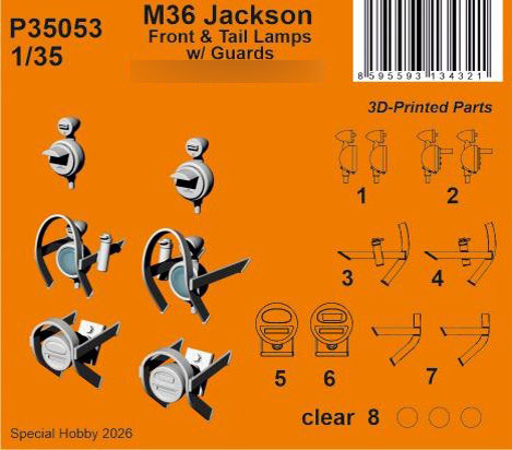 CMK 1/35 M36 Jackson Front Light (2 Types), Back Light w/Card Set (For T / General) gambar 1
