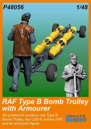CMK 1/48 RAF Type B Bomb Trolley w/Armourer (1pc.) hình ảnh 1