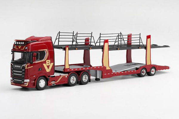 MINI GT 1/64 Scania 770S A6x4NA V8 50th Anniversary Model Car Transporter Red (Left-hand Steering) hình ảnh 1
