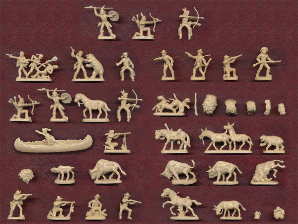 Glencoe Models 1/72 Western Heroes Set: Buffalo Bill & Kit Carson & David Crockett Plastic Model