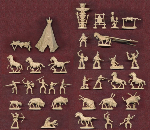 Glencoe Models 1/72 Native American Set: Buffalo Hunting & Hunting Camp Plastic Model