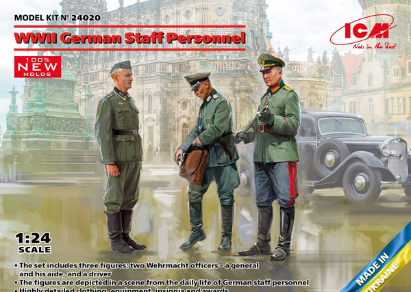 ICM 1/24 WWII German Commissioned Officer & Staff Plastic Model