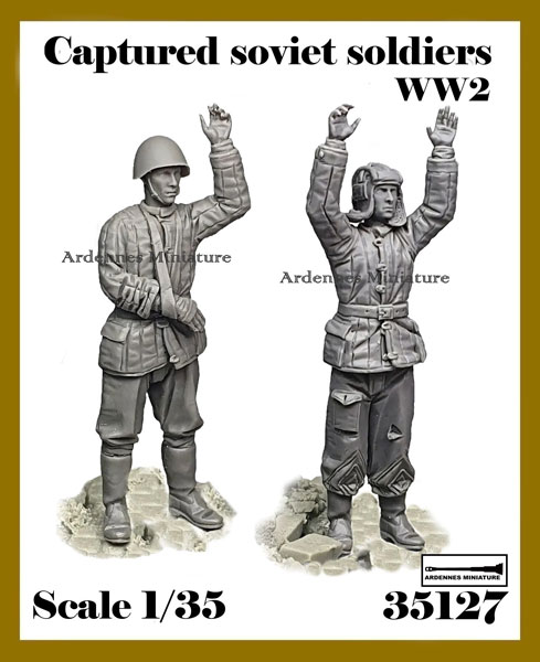 Ardennes miniature 1/35 WWII Russian/Soviet POW Tank Crewman Set (2pcs.) image 1