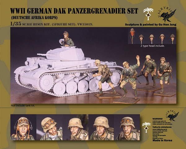 Valkyrie Miniature 1/35 WWII German DAK Panzergrenadier Set (5pcs.)