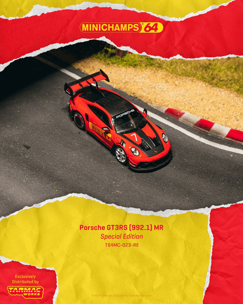 Tarmac Works 1/64 포르쉐 GT3RS (992.1) MR 레드 이미지 1