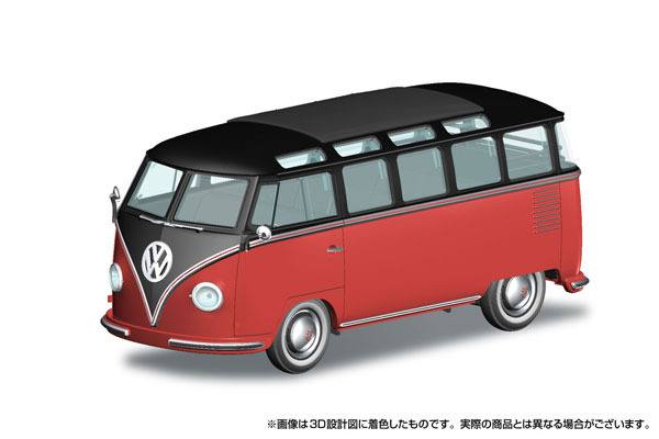Aoshima RakuPla Snap Kit No.30-BR Volkswagen Bus (Chestnut Brown x Sealing Wax Red) Plastic Model