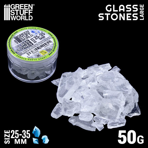 Green Stuff World Crushed Glass Stones 25 - 35mm Size