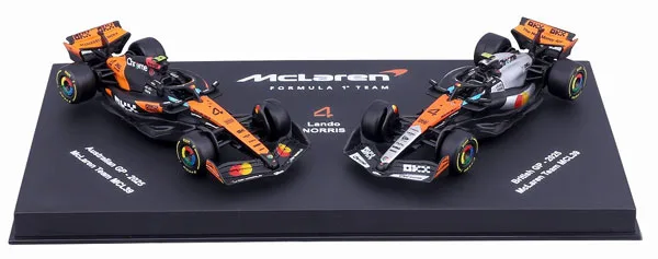 Bburago 1/64 McLaren F1 Team MCL39 Australia / British GP No.4 L. Norris 2Car Set รูปภาพ 1