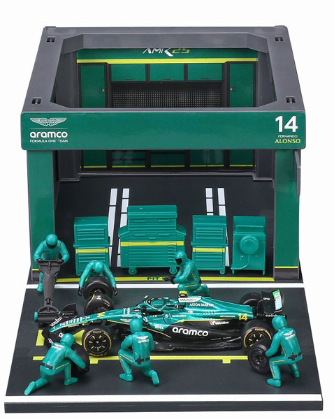 Bburago 1/43 Aston Martin Aramco F1 Team PIT PASS Set AMR25 GP No.14 F. Alonso