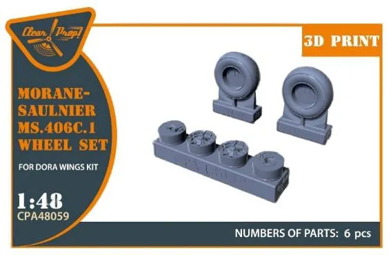 Clear Prop! 1/48 Morane-Saulnier MS.406C.1 Wheel Set (For Dorawings) imagen 1