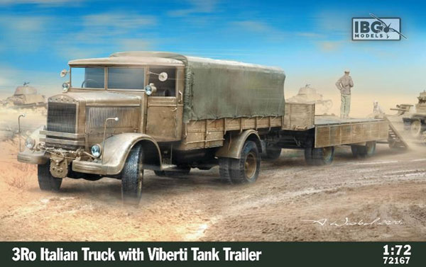IBG 1/72 WW.2 Italian 3Ro Truck w/Viberti 15 Ton Tank Trailer Plastic Model
