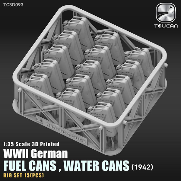 TOUCAN 1/35 3D-printed WWII German Army Fuel Can & Water Can (1942) 15pc. Set Bild 1