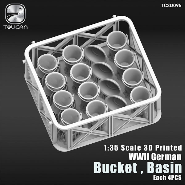TOUCAN 1/35 3D-printed WWII German Army Bucket & Wash Basin (x4 each) Bild 1