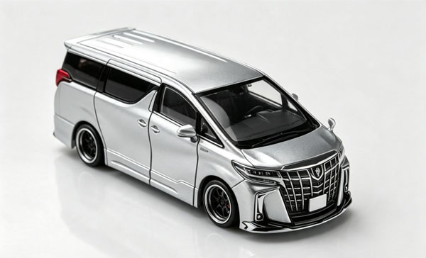 MODEL MODEL 1/64 Toyota Alphard Custom Version Liquid Metallic Silver Bild 1