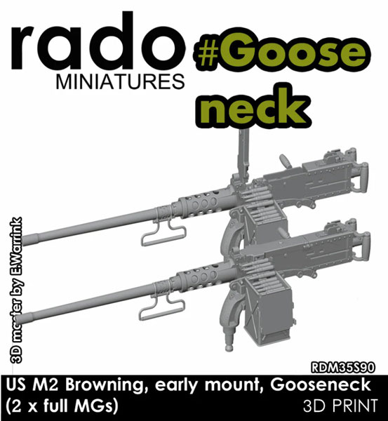 Rado Miniatures 1/35 WWII U.S. M2 Browning, Early Mount, Gooseneck (2 x Full MGs)