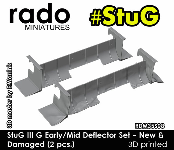 Rado Miniatures 1/35 WWII 독일군 StuG III G 초기/중기형 디플렉터 세트 - 신품 & 파손 (2개입)