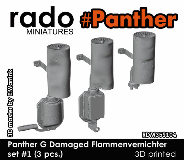 Rado Miniatures 1/35 WWII 독일군 판터 G 파손 플라멘페어니히터 세트 #1 (3개입) 이미지 1