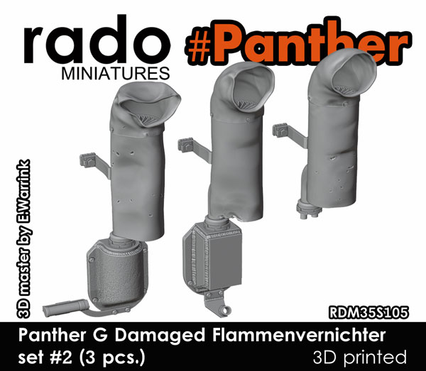 Rado Miniatures 1/35 WWII 독일군 판터 G 파손 플라멘페어니히터 세트 #2 (3개입)