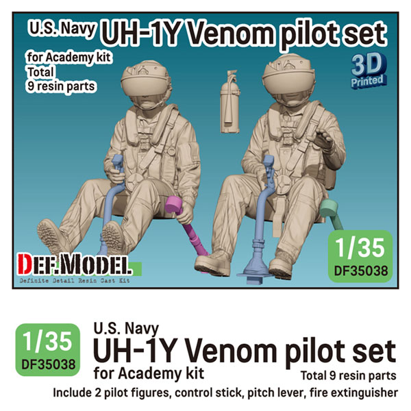 DEF. Model 1/35 Modern U.S. Marine Corps. UH-1Y Venom Pilot Set (2pcs. For Academy)