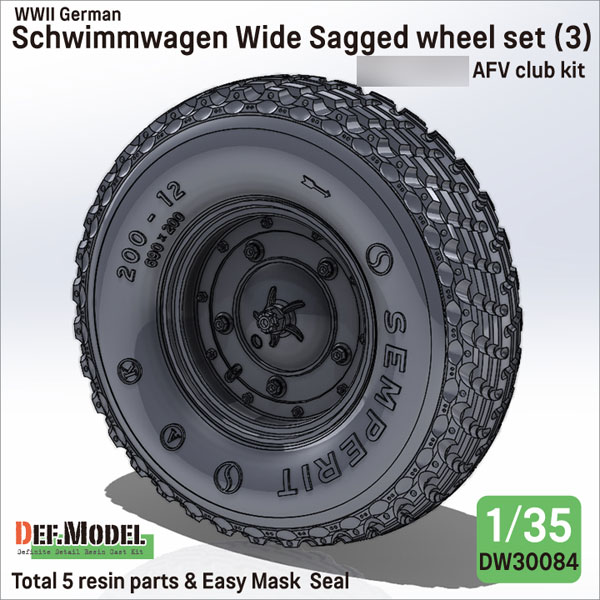 DEF. Model 1/35 WWII German Schwimmwagen Wide Wheel Set #3 (For T / AFV Club)