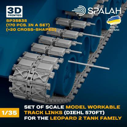 SPALAH 1/35 Leopard 2 Series Workable 570FT Track Link Set (170 w/Rubber Pad + 20 Padless) 图片 1