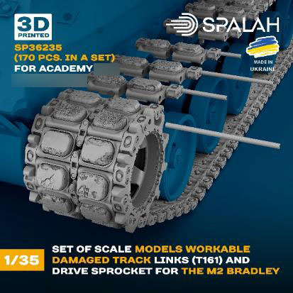 SPALAH 1/35 M2 Bradley Workable Damaged T161 Track Link & Sprocket Set (For Academy / T)