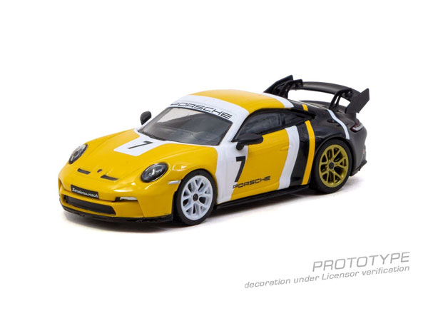 Tarmac Works 1/64 Porsche 911 GT3 (992) Yellow/Black image 1