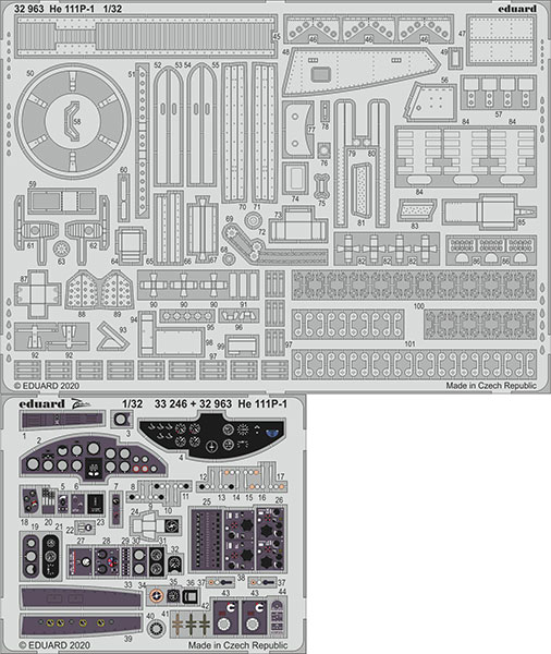 Eduard 1/32 He111P-1 Photo-etched Parts (For Revell) hình ảnh 1